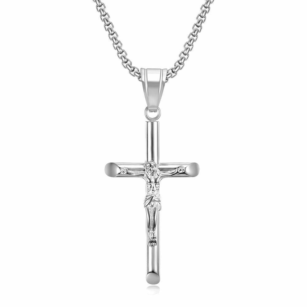 Collier Croix Crucifix en Acier Inoxydable – Pendentif Étanche Acier inoxydable