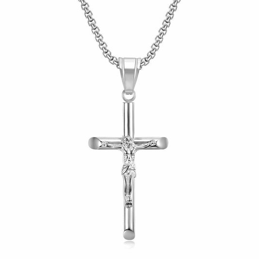Collier Croix Crucifix en Acier Inoxydable – Pendentif Étanche Acier inoxydable