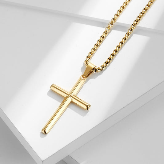Collier Croix Divine – Finition Or Blanc 18K