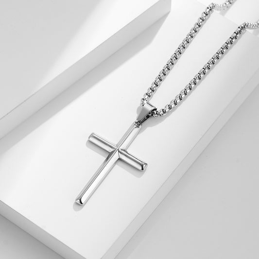 Collier Croix Divine – Finition Or Blanc 18K